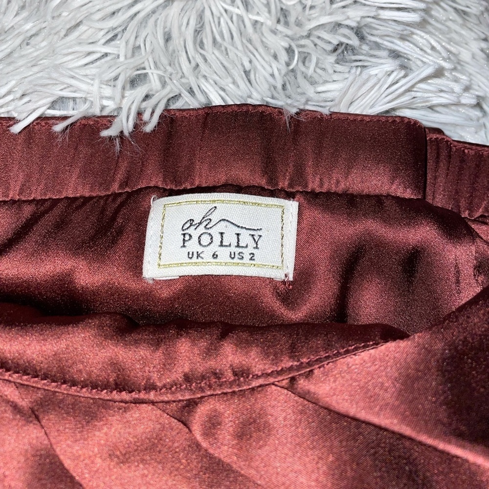OH POLLY- Silk Wrap Around Mini Dress In Chocolate Brown